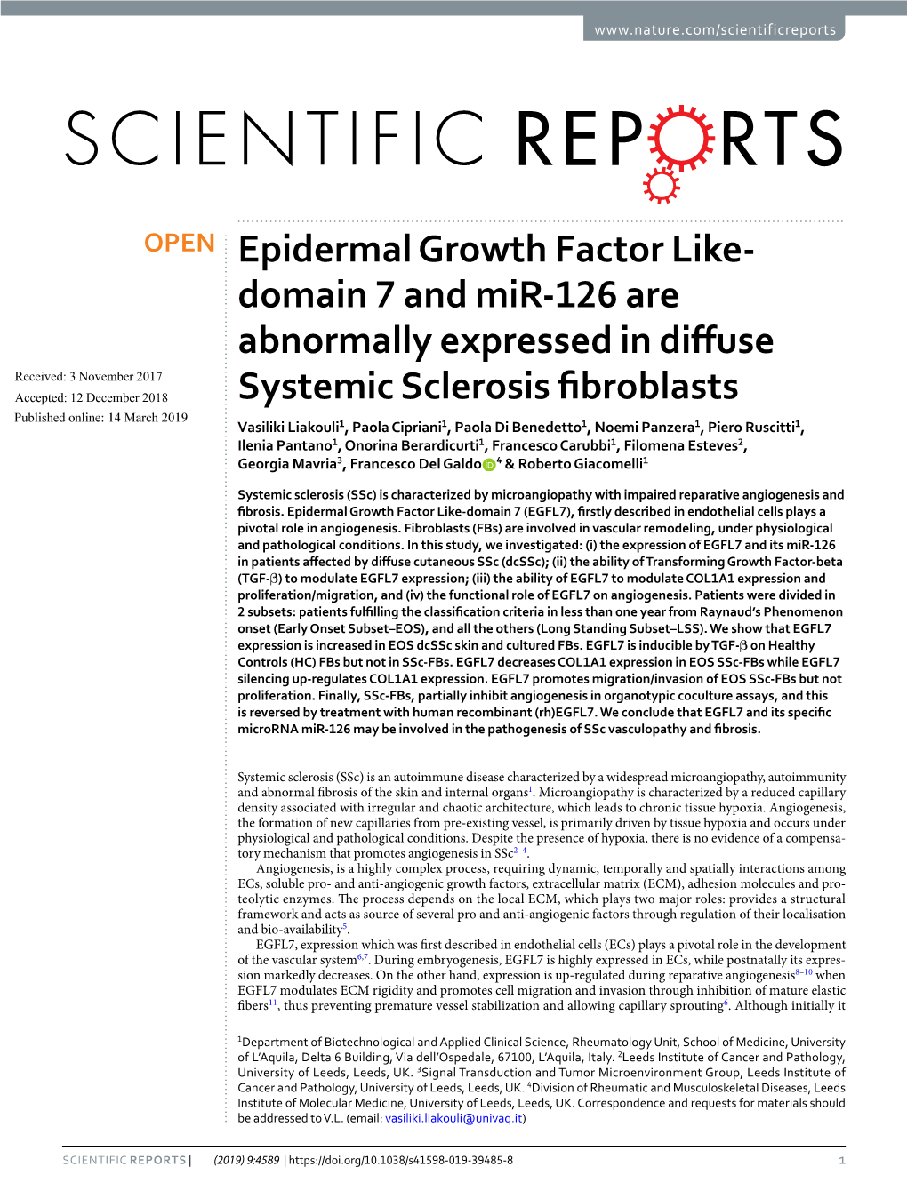 Epidermal Growth Factor Like-Domain 7 and Mir-126 Are Abnormally