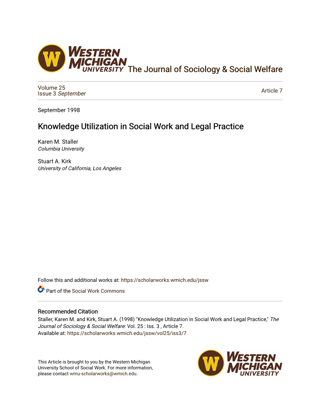 Knowledge Utilization in Social Work and Legal Practice