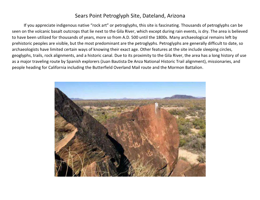 Sears Point Petroglyph Site, Dateland, Arizona If You Appreciate Indigenous Native “Rock Art” Or Petroglyphs, This Site Is Fascinating