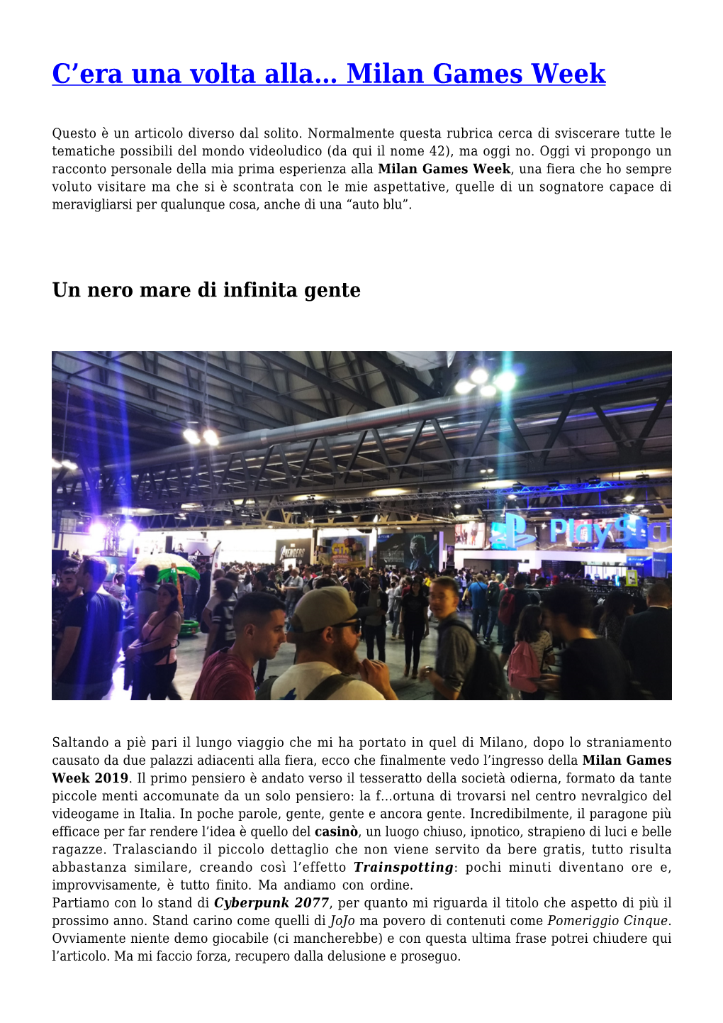 Milan Games Week,Control &#8211