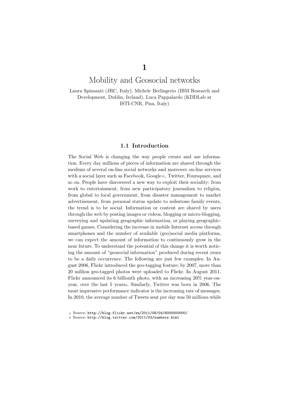 1 Mobility and Geosocial Networks