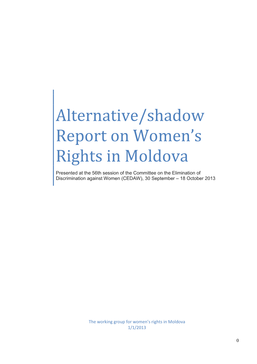 Alternative/Shadow Report on Women's Rights in Moldova