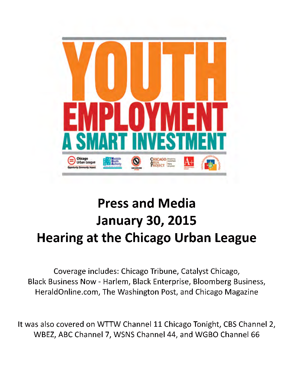 Coverage for New Teen Employment Report Released on January 30, 2015