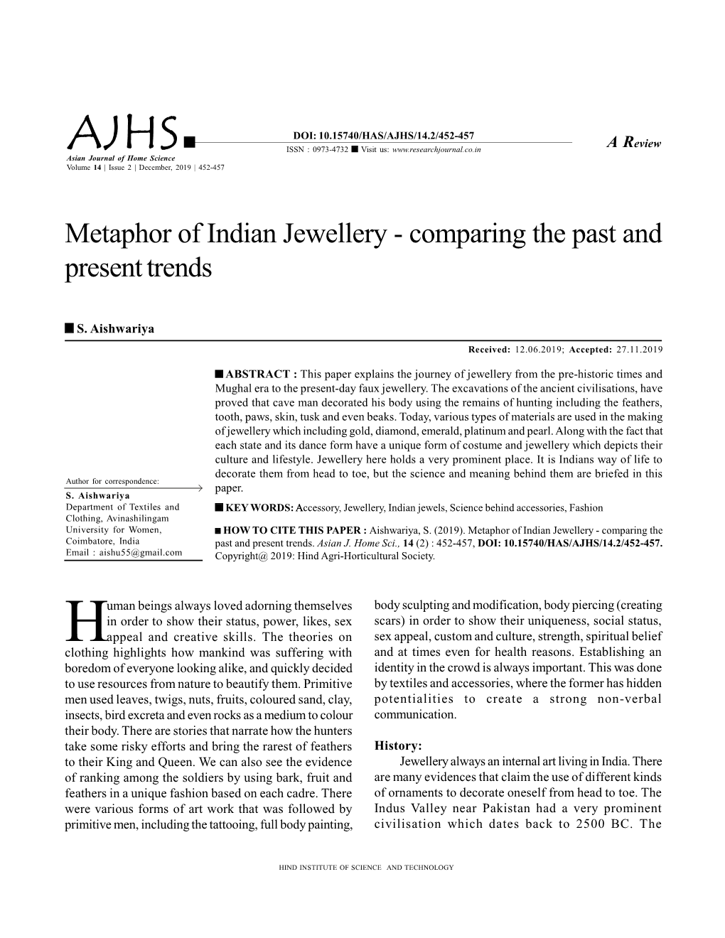 Metaphor of Indian Jewellery - Comparing the Past and Present Trends