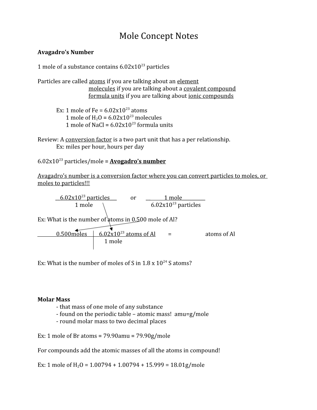 1 Mole of a Substance Contains 6.02X1023 Particles