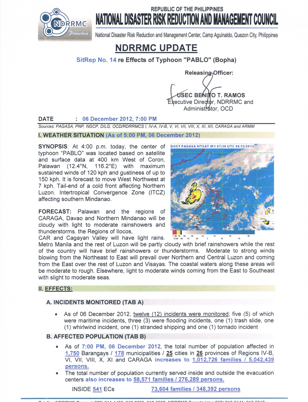 NDRRMC Update Sitrep No.14 Re Effects of Typhoon Pablo (Bopha).Pdf