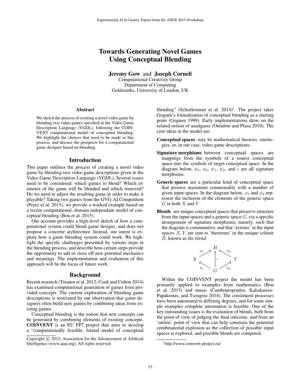 Towards Generating Novel Games Using Conceptual Blending