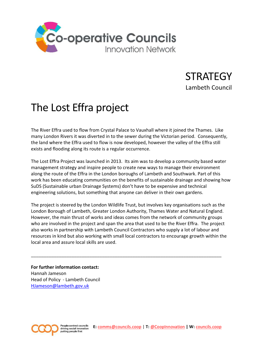 Strategy – the Lost Effra Project – Lambeth Council