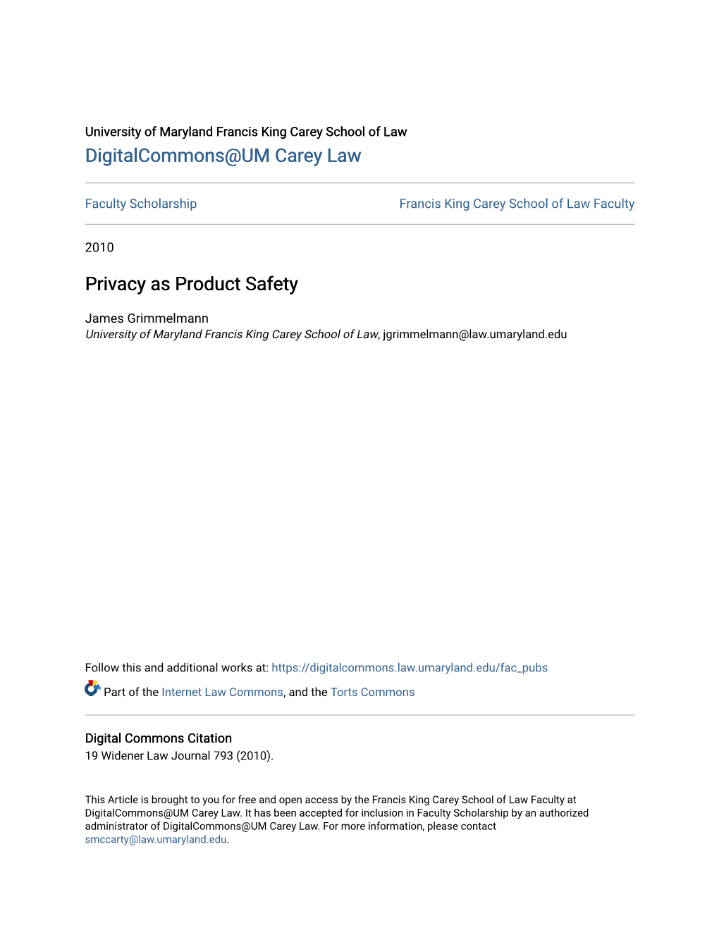 Privacy As Product Safety
