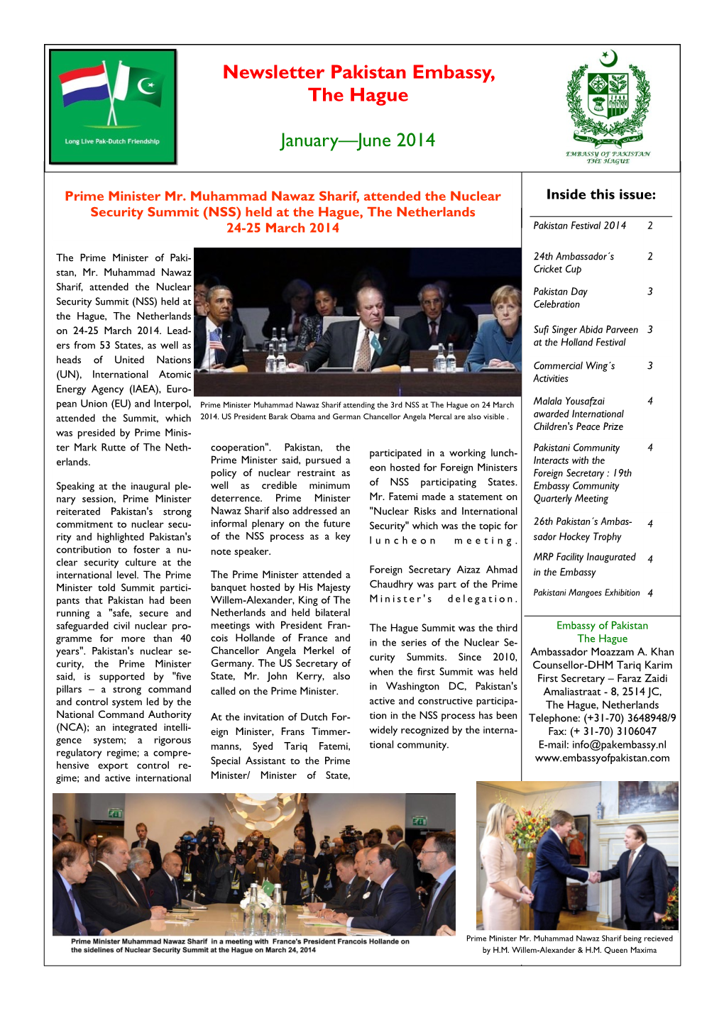 Newsletter Pakistan Embassy, the Hague