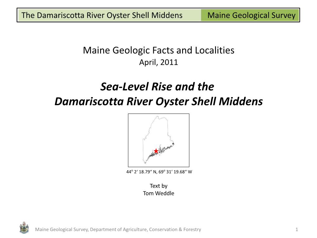 Sea-Level Rise and the Damariscotta River Oyster Shell Middens