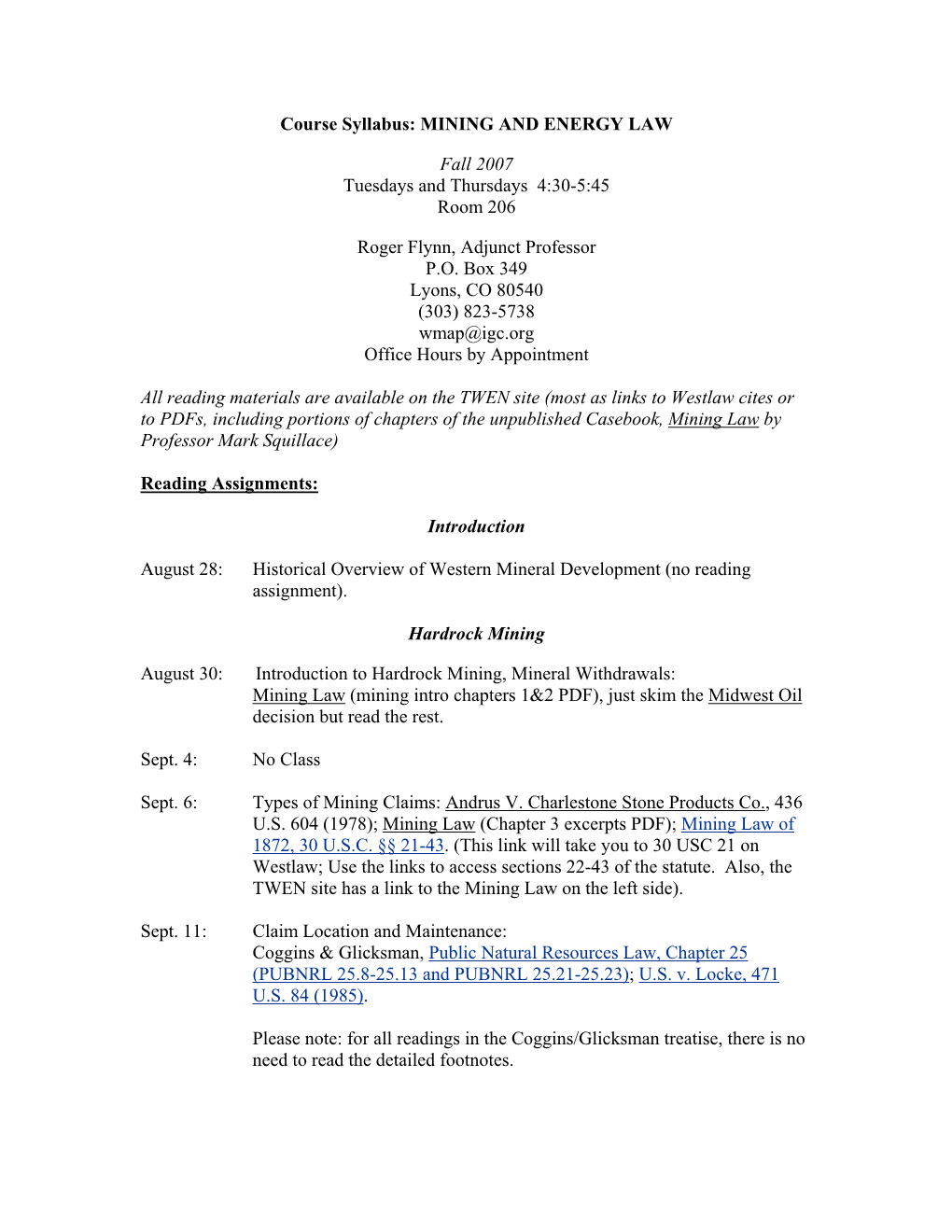 Course Syllabus Mining and Energy Law Fall 2007.Pdf