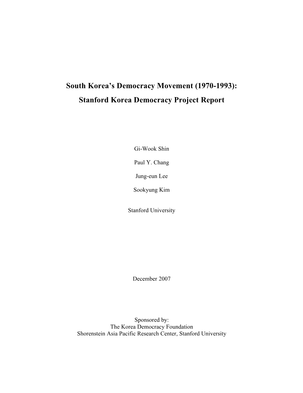 South Korea's Democracy Movement (1970-1993)