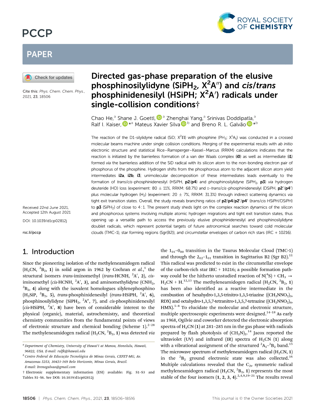 (Siph2, X2A&#X2033;) and Cis/Trans Phosphinidenesilyl