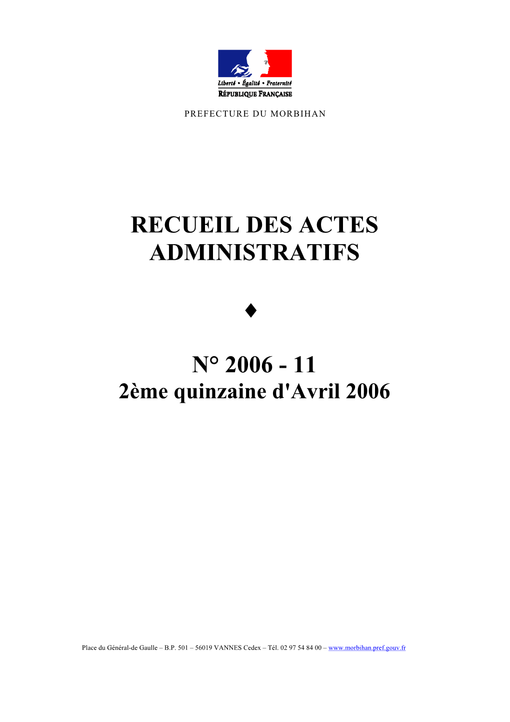 Recueil Des Actes Administratifs N° 2006-11