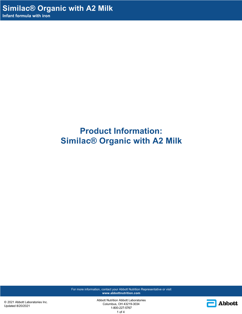 Similac® Organic with A2 Milk Infant Formula with Iron