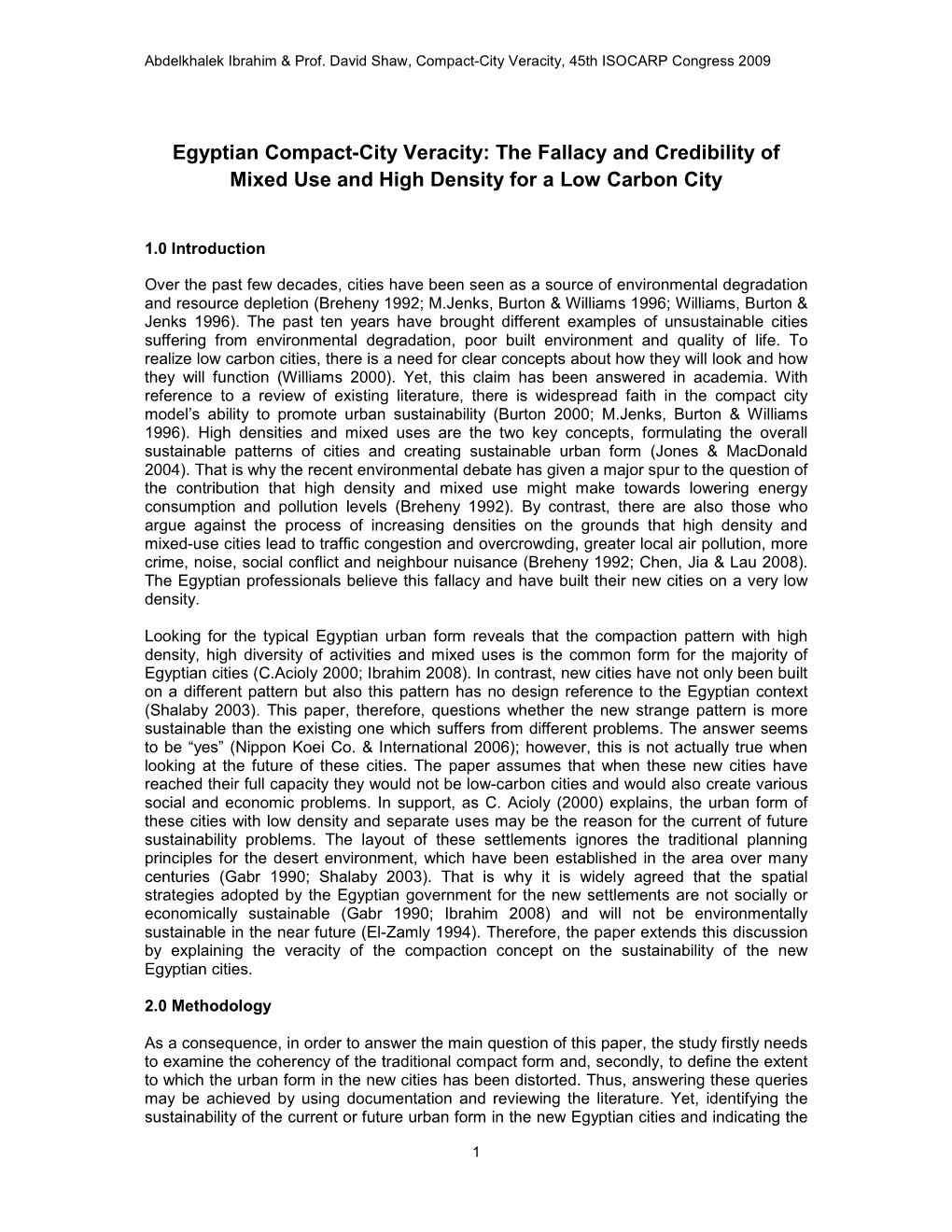 Egyptian Compact-City Veracity: the Fallacy and Credibility of Mixed Use and High Density for a Low Carbon City