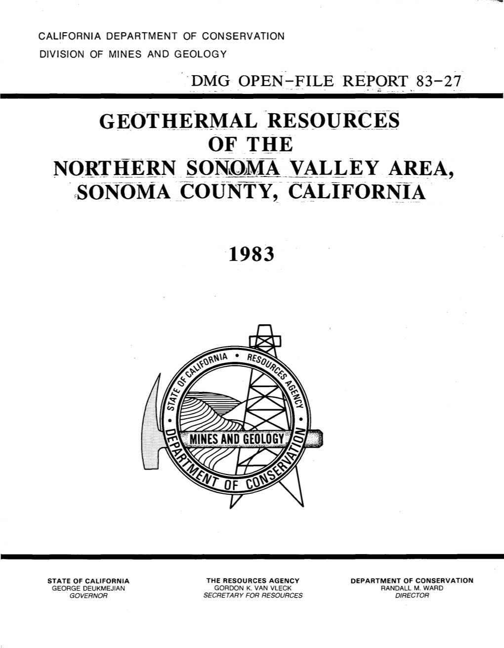 Geothermal Resources in the Northern Sonoma Valley Area