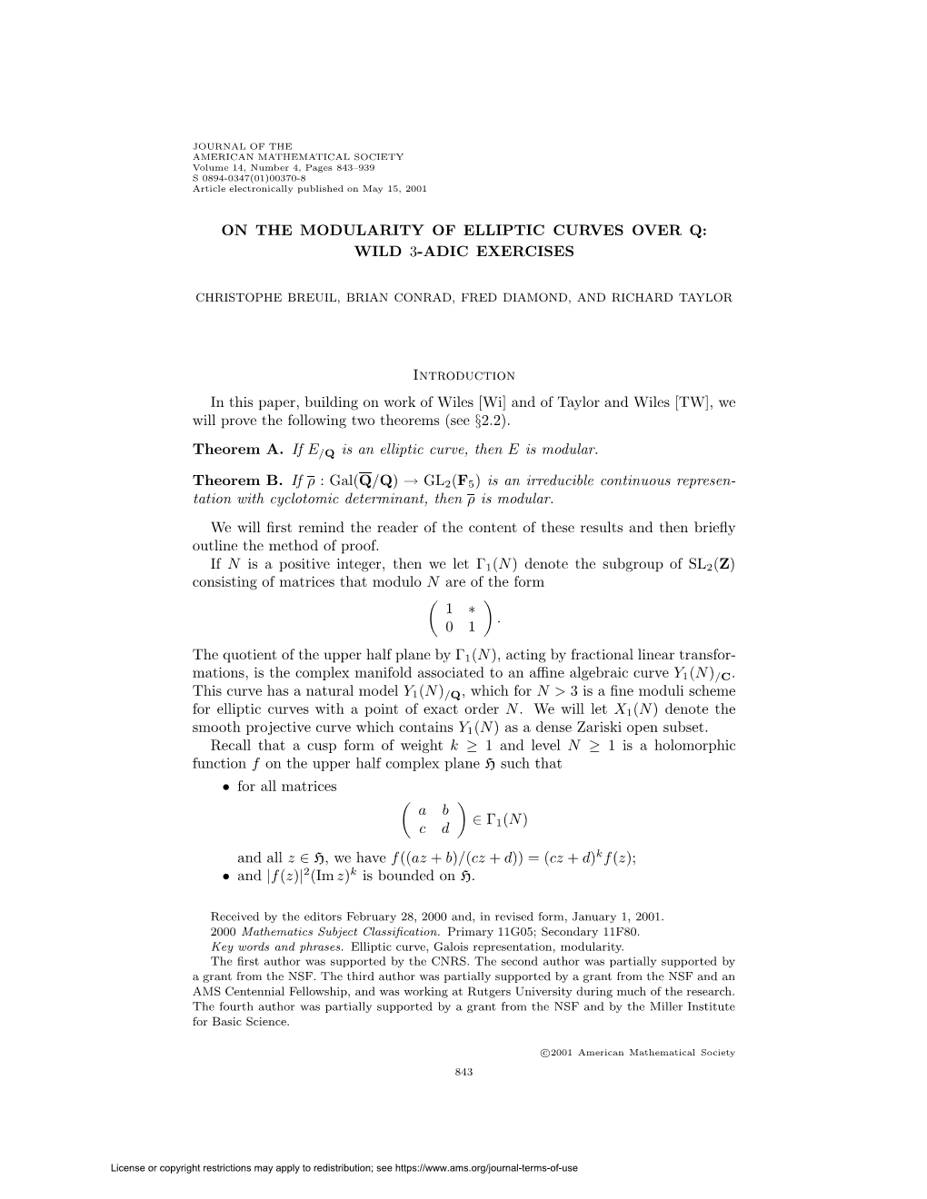 On the Modularity of Elliptic Curves Over Q: Wild 3-Adic Exercises