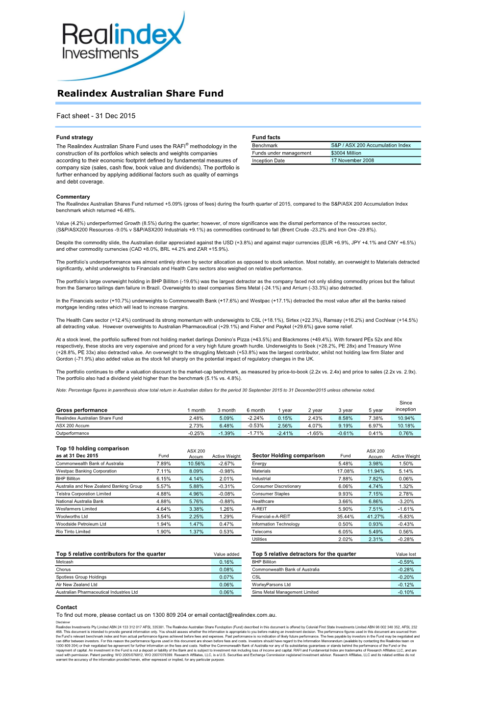 Realindex Australian Share Fund