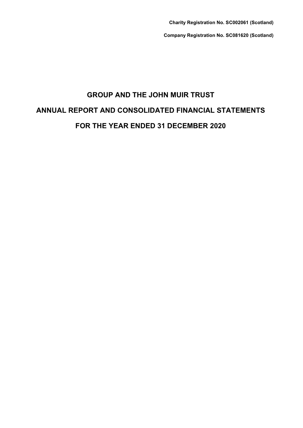 John Muir Trust Finance Report 2020
