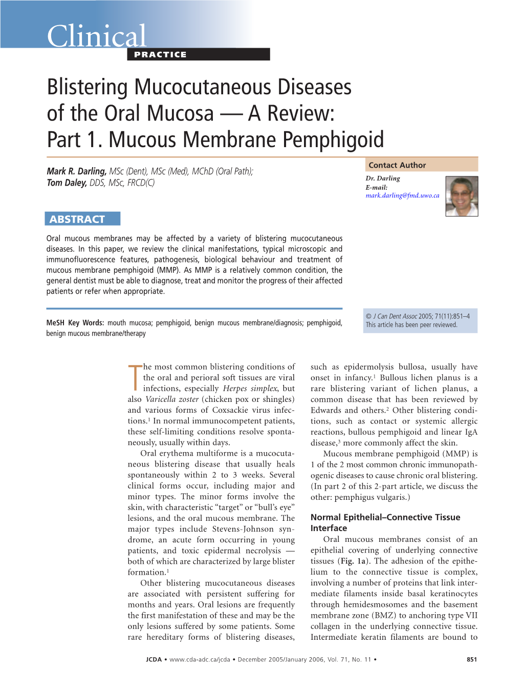 Blistering Mucocutaneous Diseases of the Oral Mucosa — a Review: Part 1