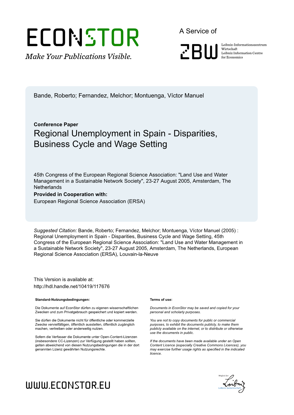 Regional Unemployment in Spain - Disparities, Business Cycle and Wage Setting