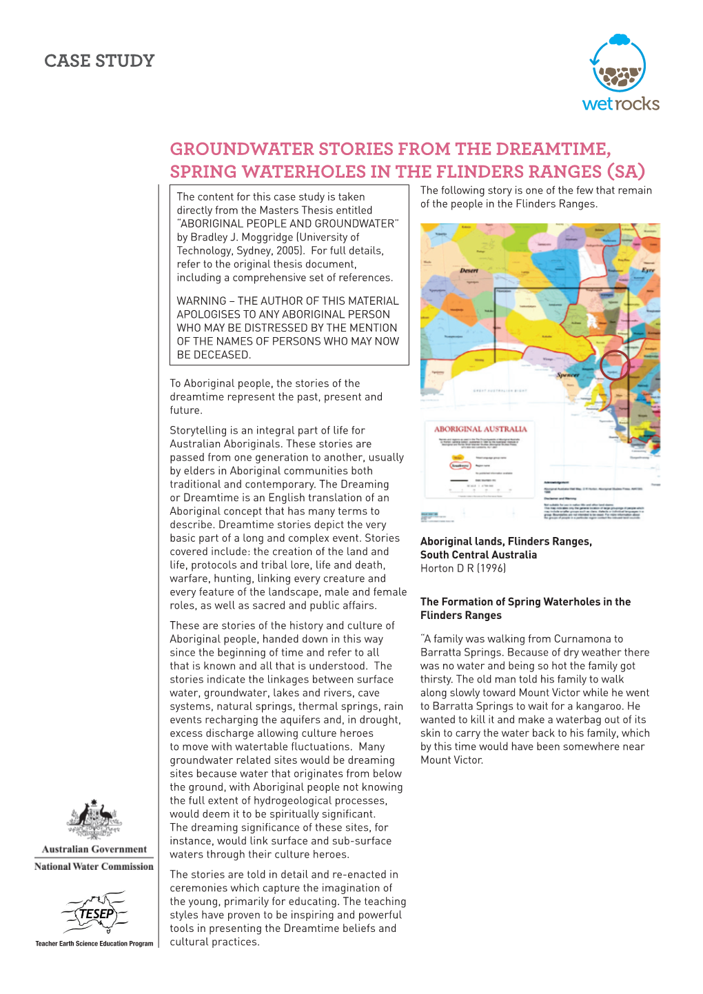 Case Study Groundwater Stories from the Dreamtime, Spring