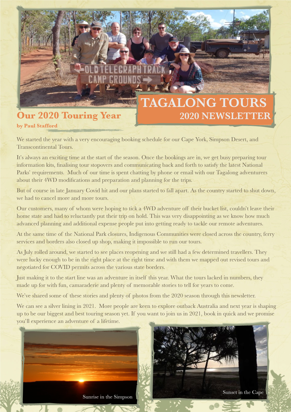 Tagalong Tours Newsletter 2020