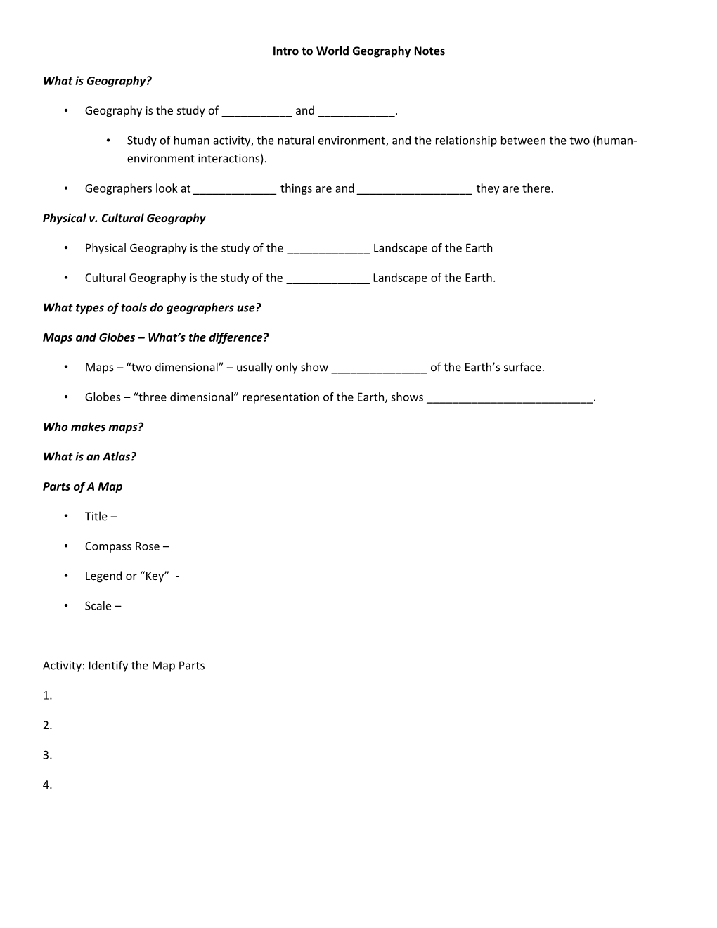 Intro to World Geography Notes