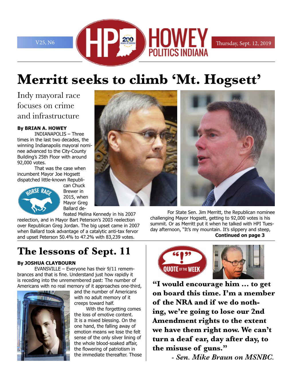 Mt. Hogsett’ Indy Mayoral Race Focuses on Crime and Infrastructure by BRIAN A