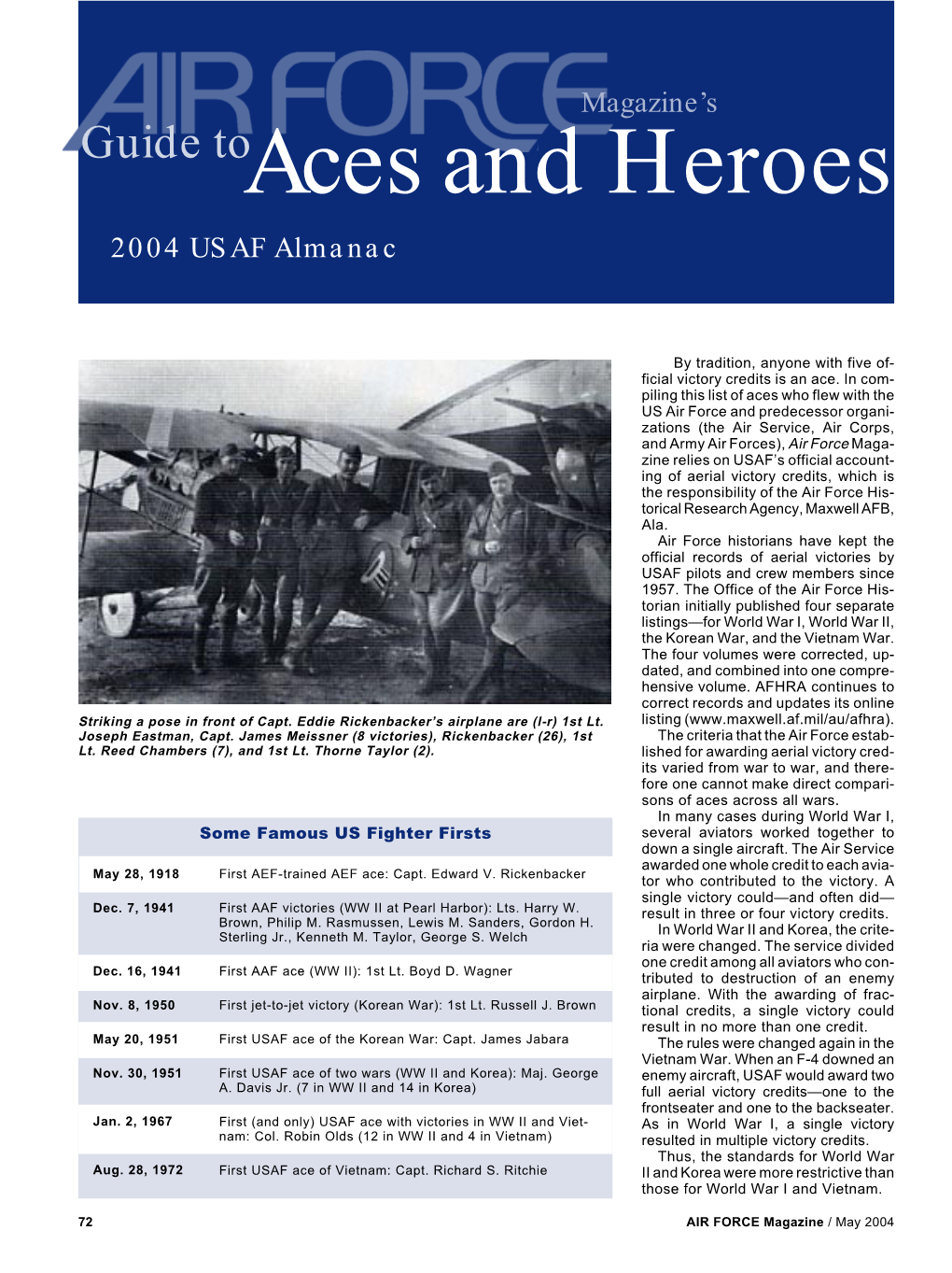 Aces and Heroes ■ 2004 USAF Almanac