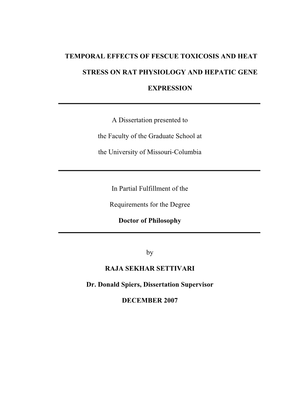 Temporal Effects of Fescue Toxicosis and Heat Stress