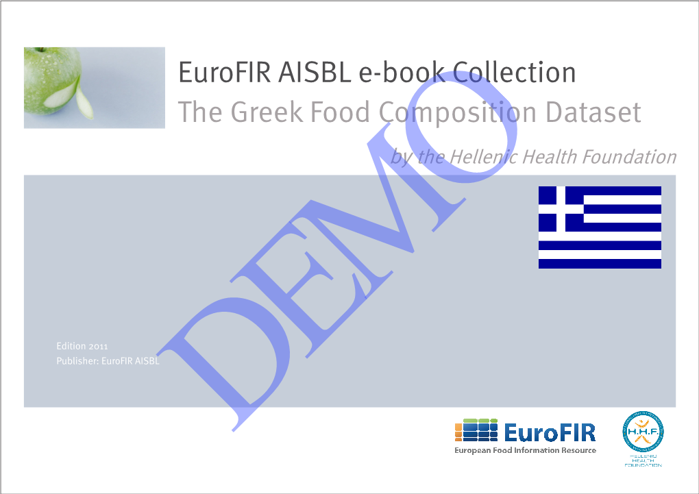 Eurofir AISBL E-Book Collection the Greek Food Composition Dataset by the Hellenic Health Foundation