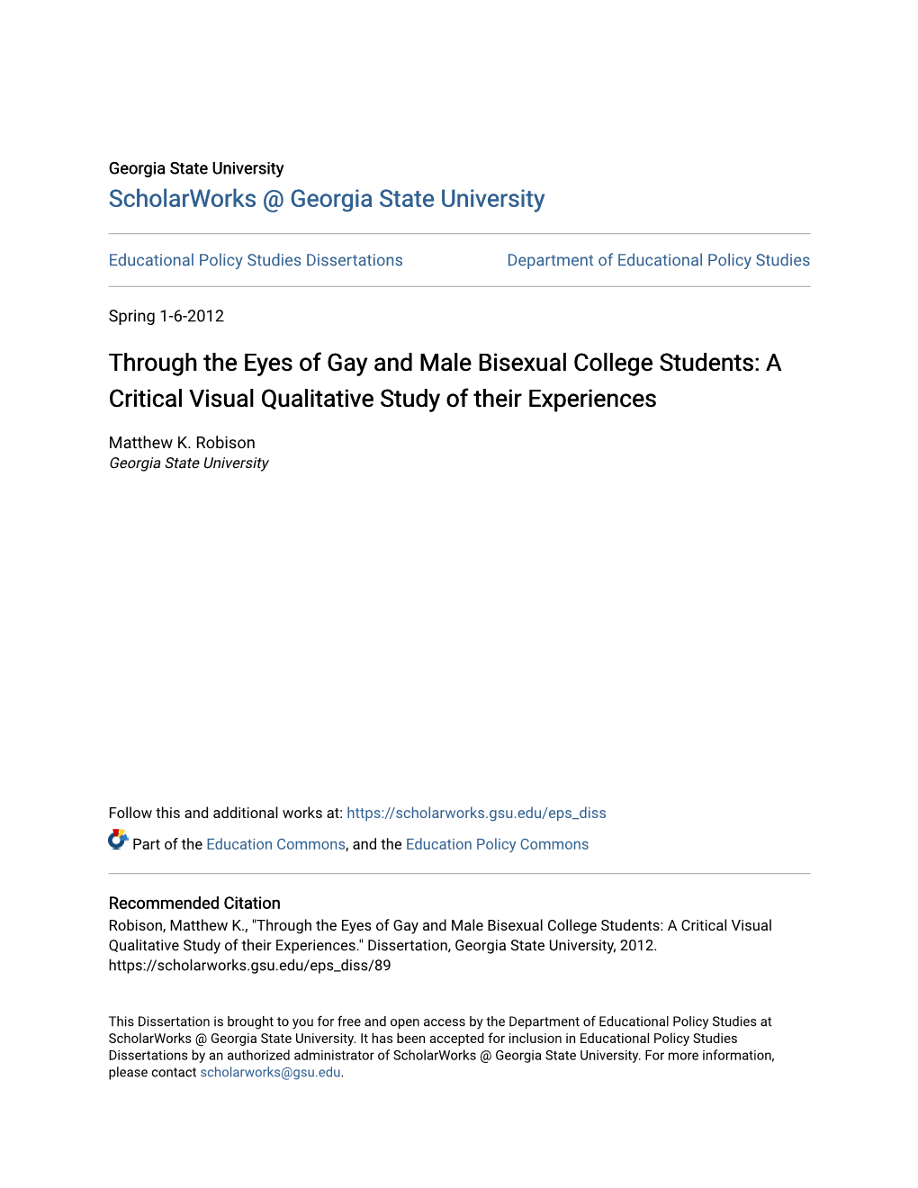 Through the Eyes of Gay and Male Bisexual College Students: a Critical Visual Qualitative Study of Their Experiences