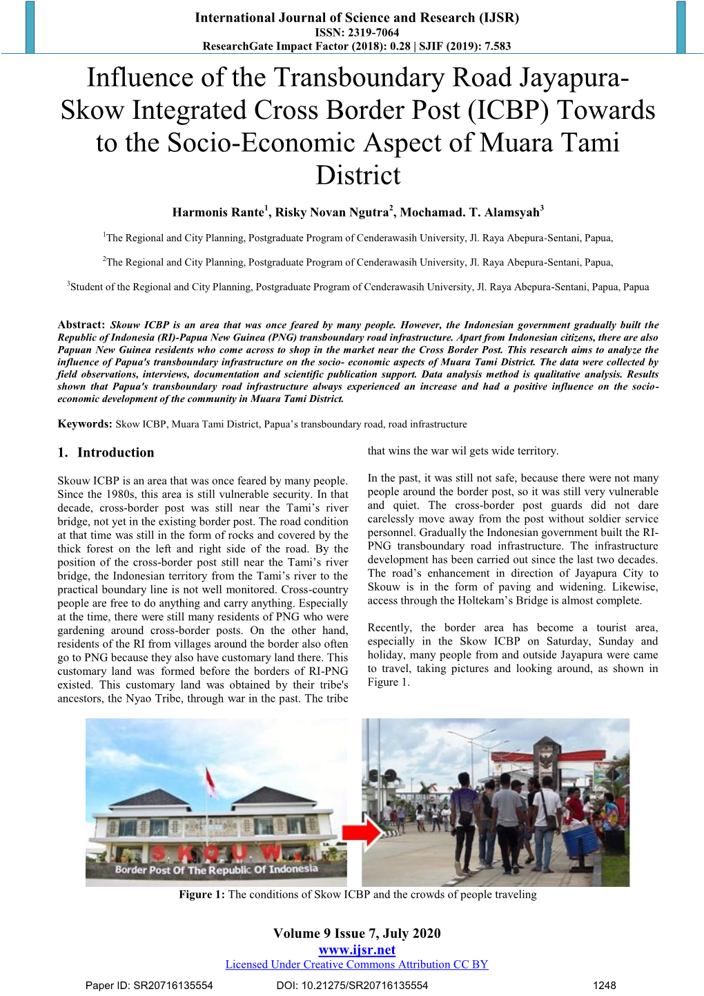 Influence of the Transboundary Road Jayapura-Skow Integrated Cross