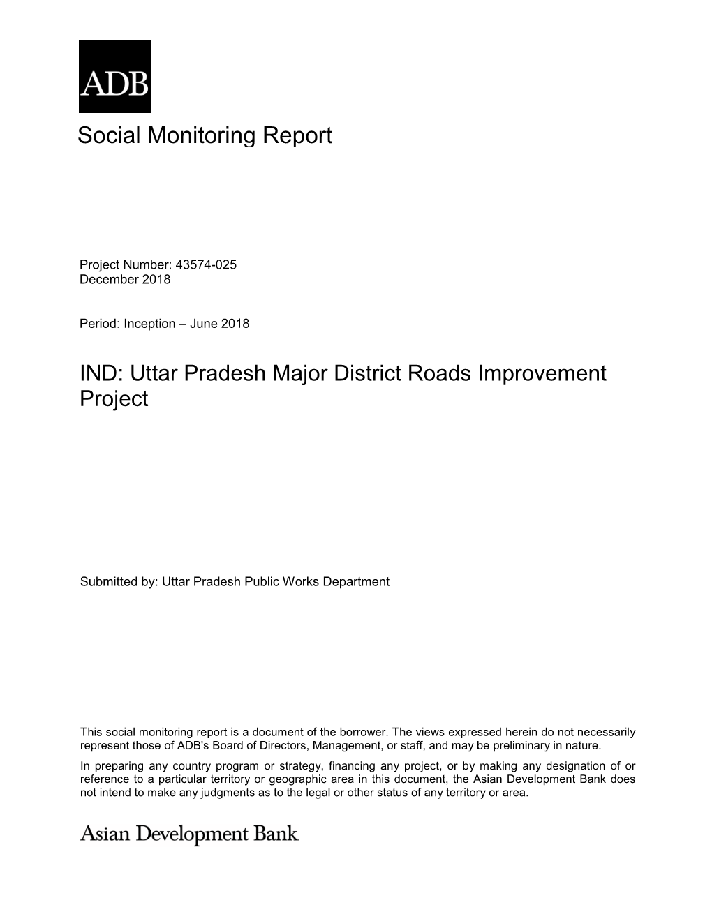 43574-025: Uttar Pradesh Major District Roads Improvement Project