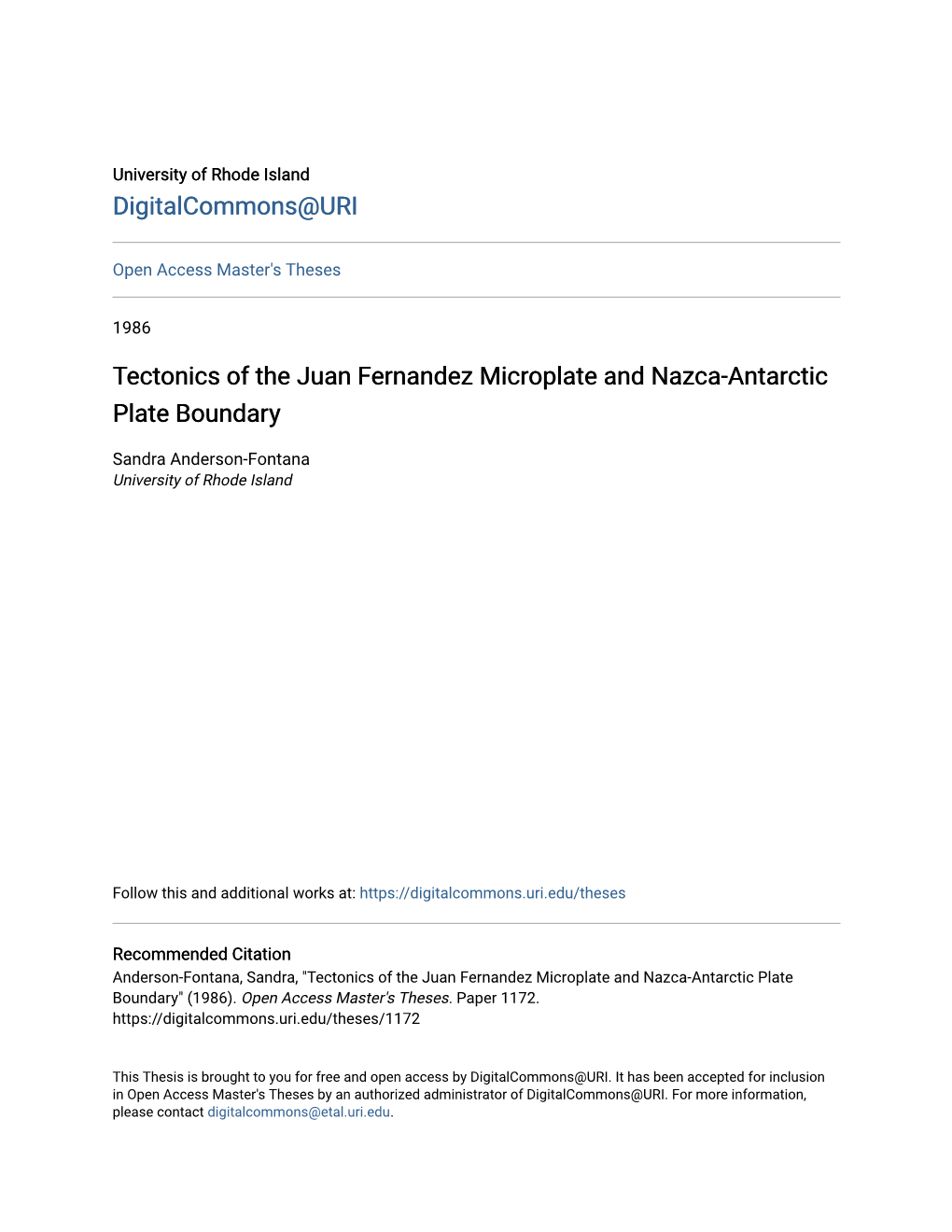 Tectonics of the Juan Fernandez Microplate and Nazca-Antarctic Plate Boundary