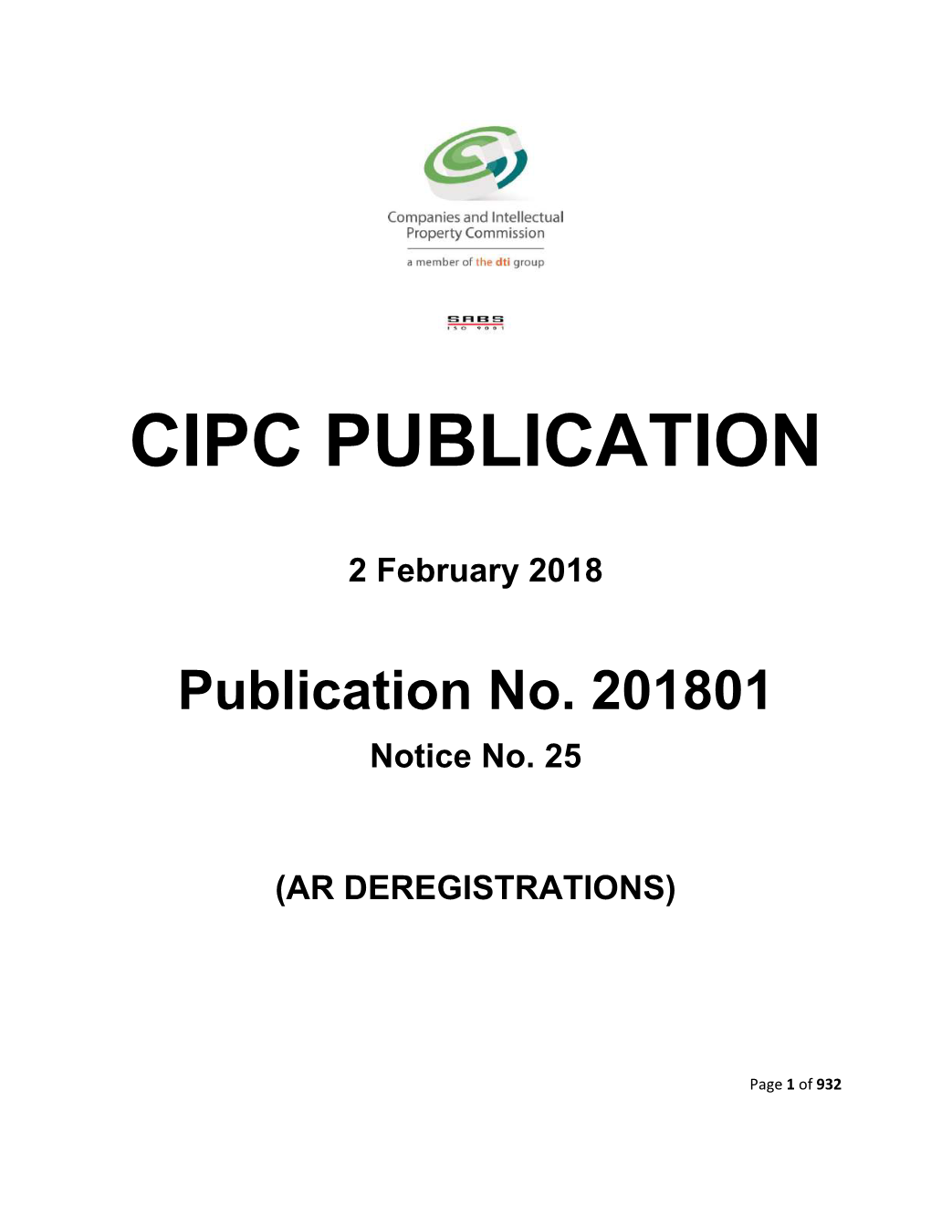Publication No. 201801 Notice No