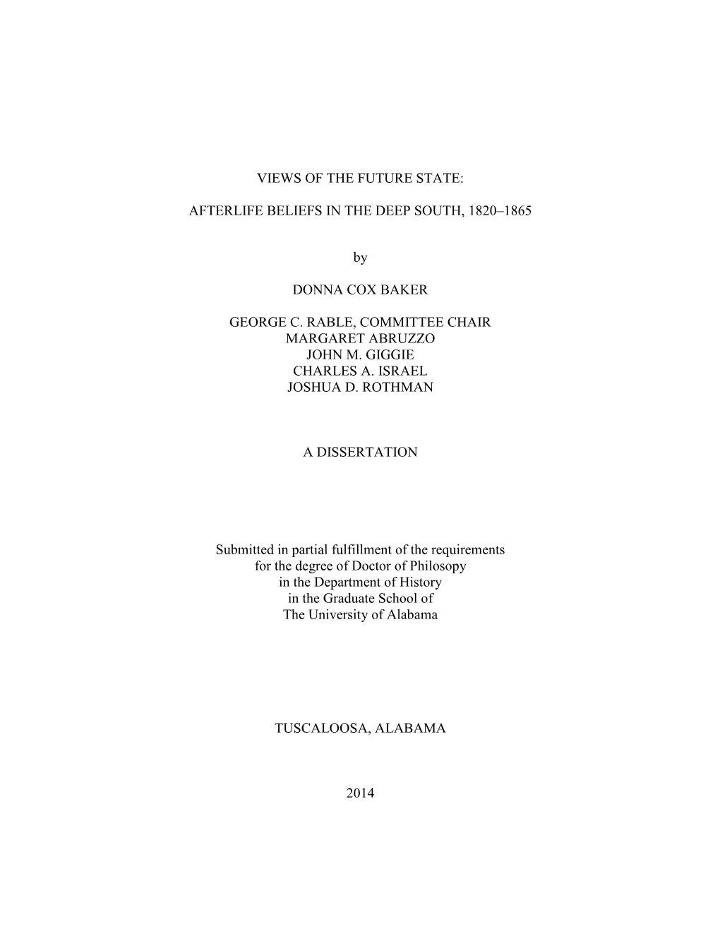 AFTERLIFE BELIEFS in the DEEP SOUTH, 1820–1865 by DONNA