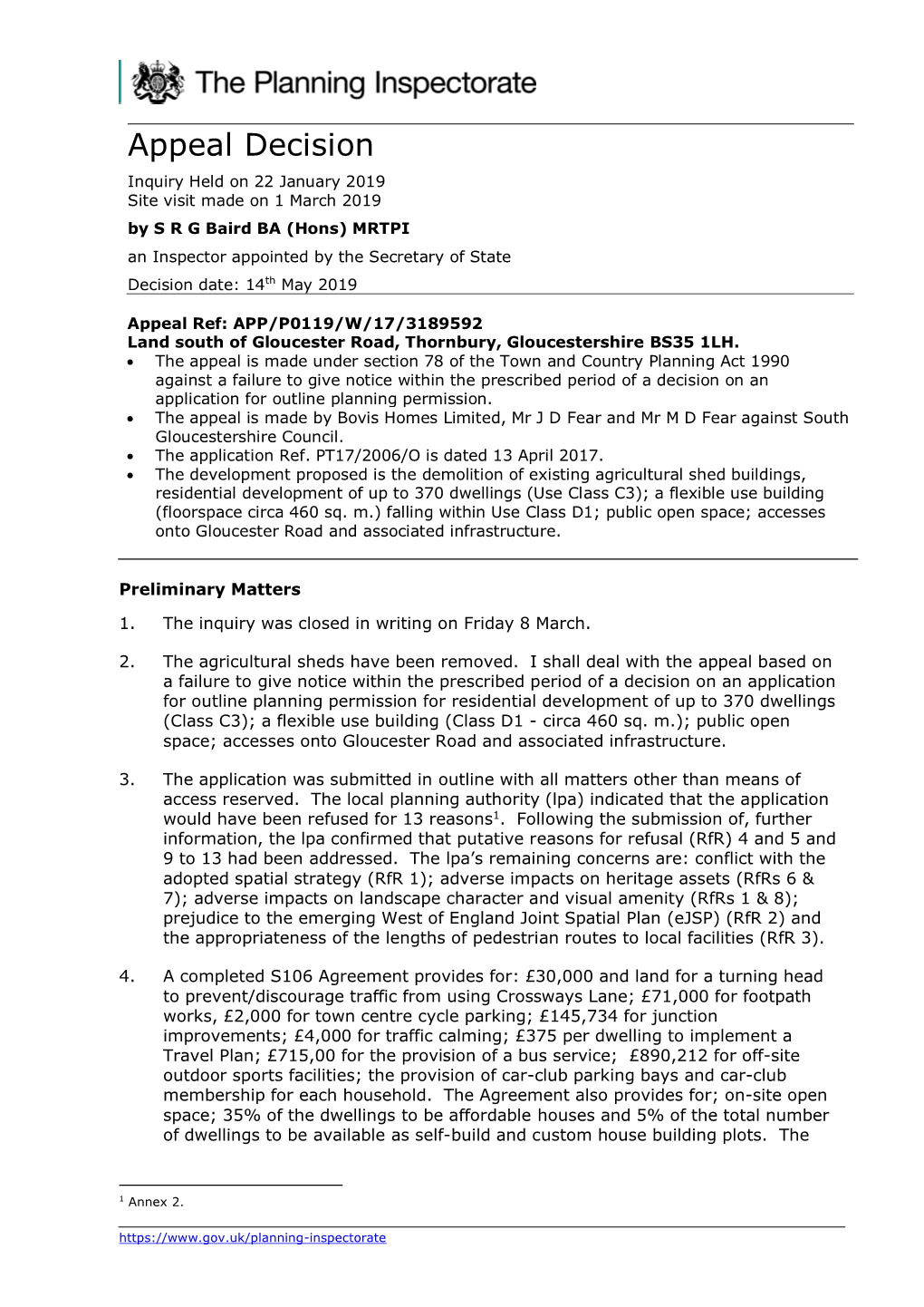 Bovis Homes V South Gloucestershire Council