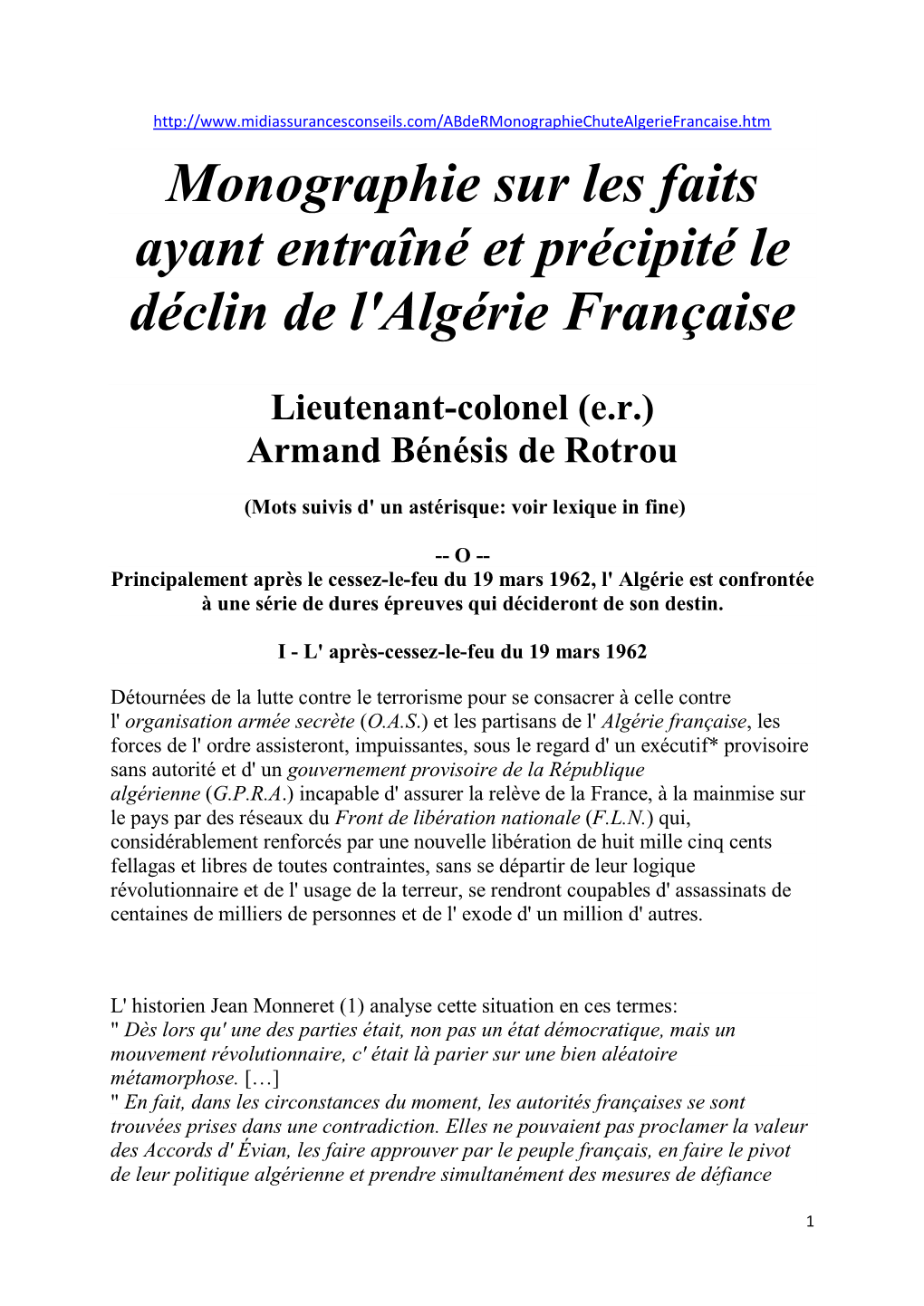 Monographie Sur Les Faits Ayant Entraîné Et Précipité Le Déclin De L