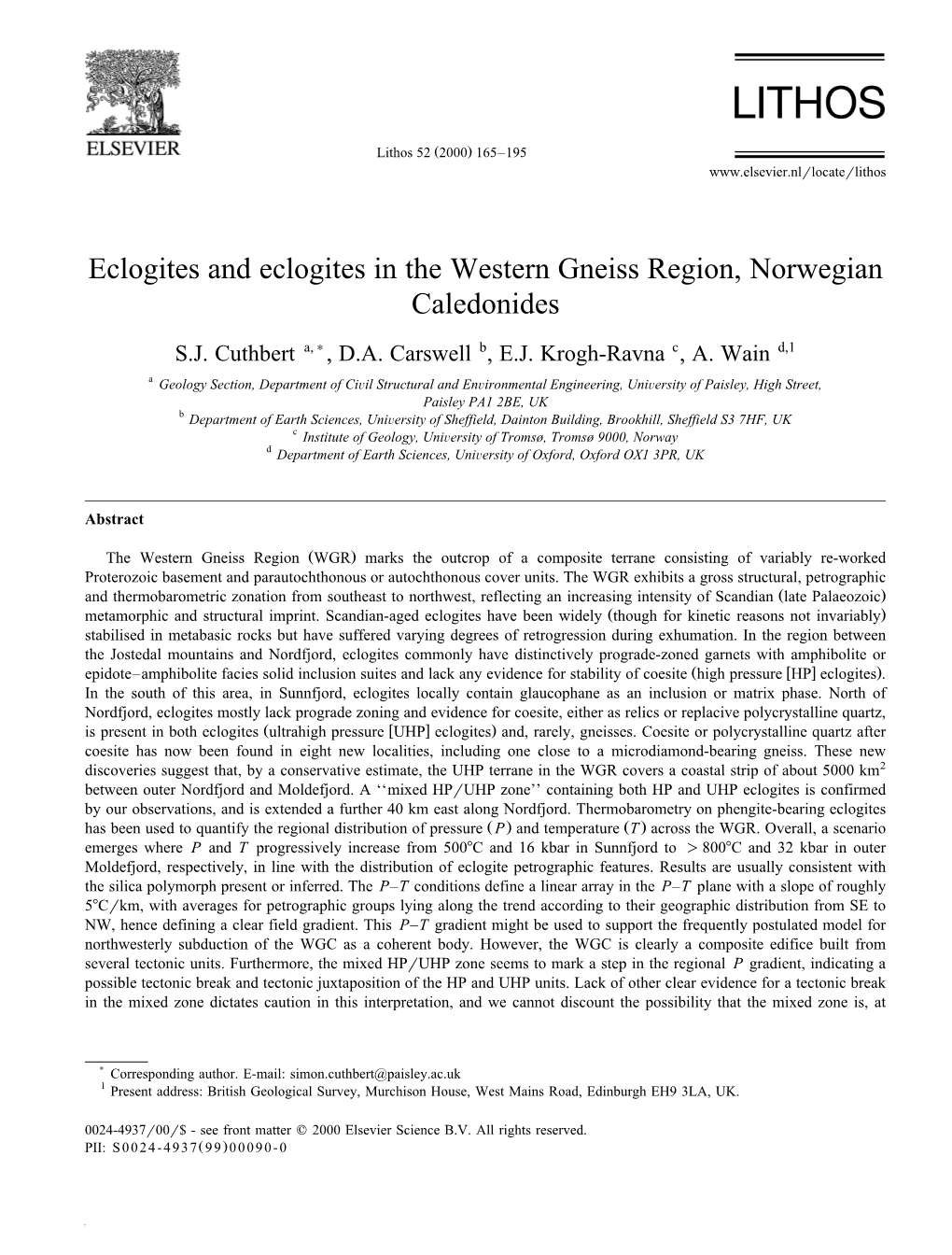 Eclogites and Eclogites in the Western Gneiss Region, Norwegian Caledonides