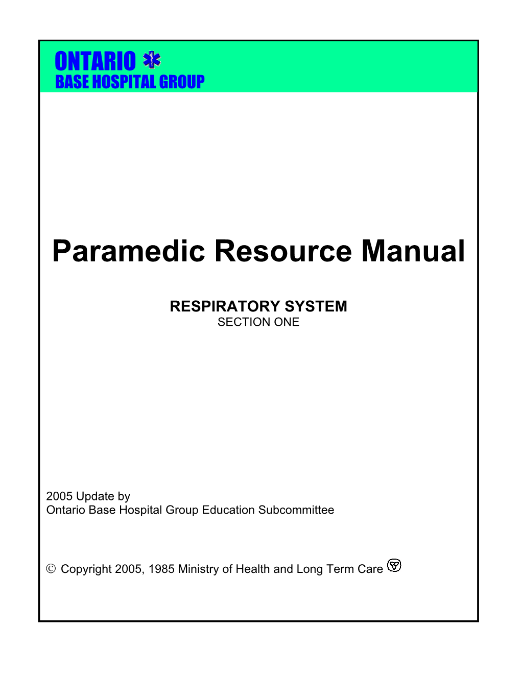 Paramedic Resource Manual