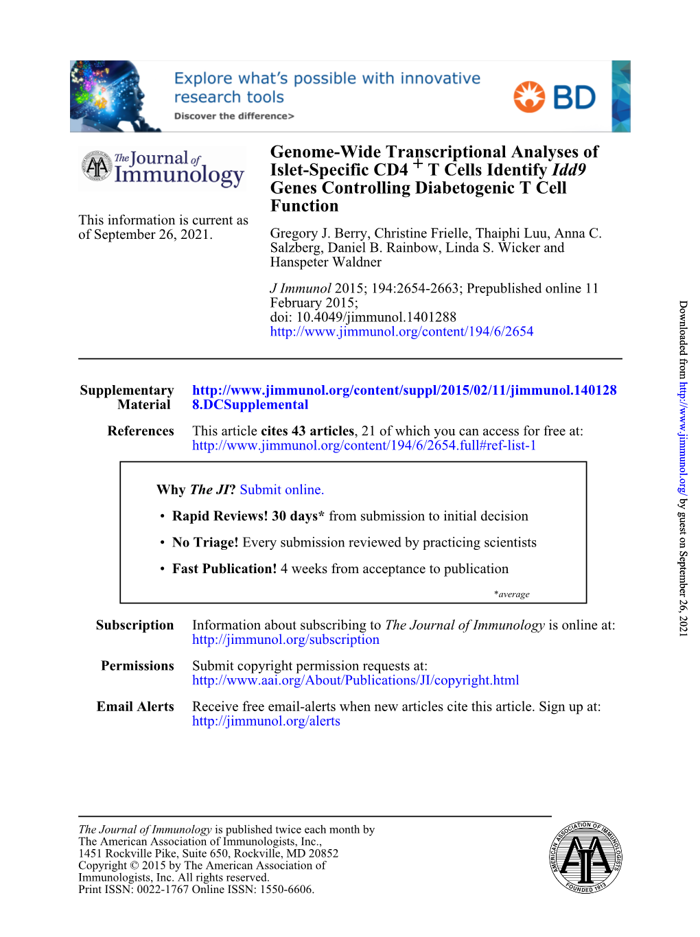 Function Genes Controlling Diabetogenic T Cell Idd9 T Cells