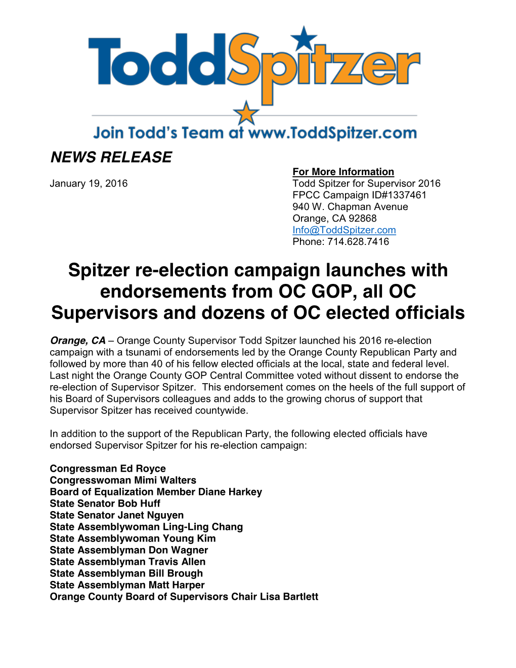 Spitzer Endorsements 2016 FINAL