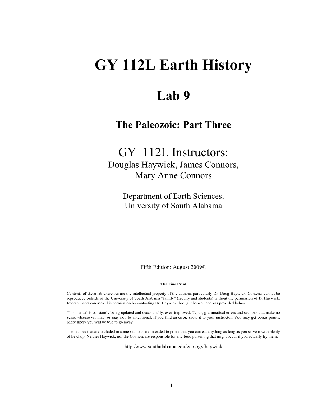 GY 112L Earth History