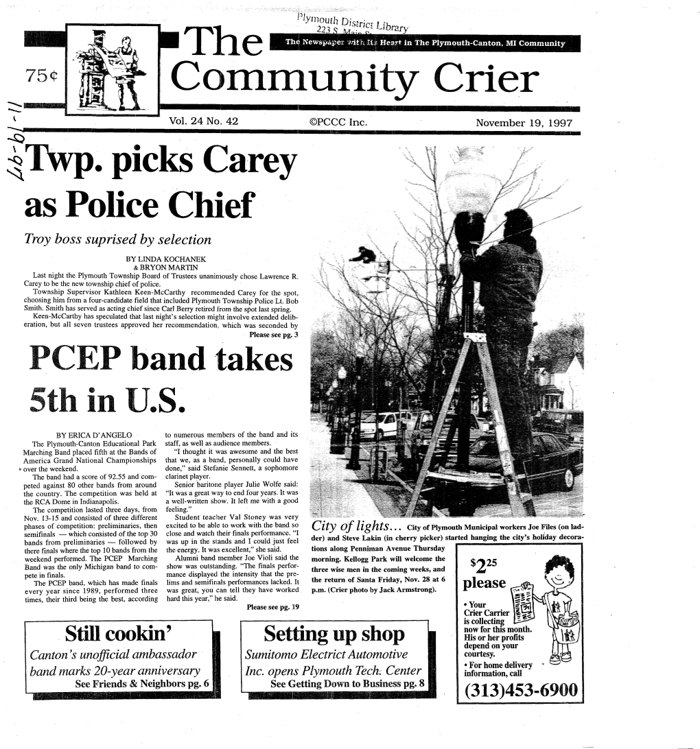 Hthe Community Crier Twp. Picks Carey As Police Chief PCEP Band