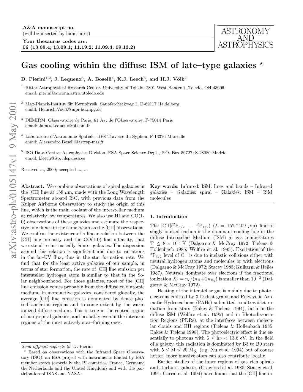 Gas Cooling Within the Diffuse ISM of Late-Type Galaxies