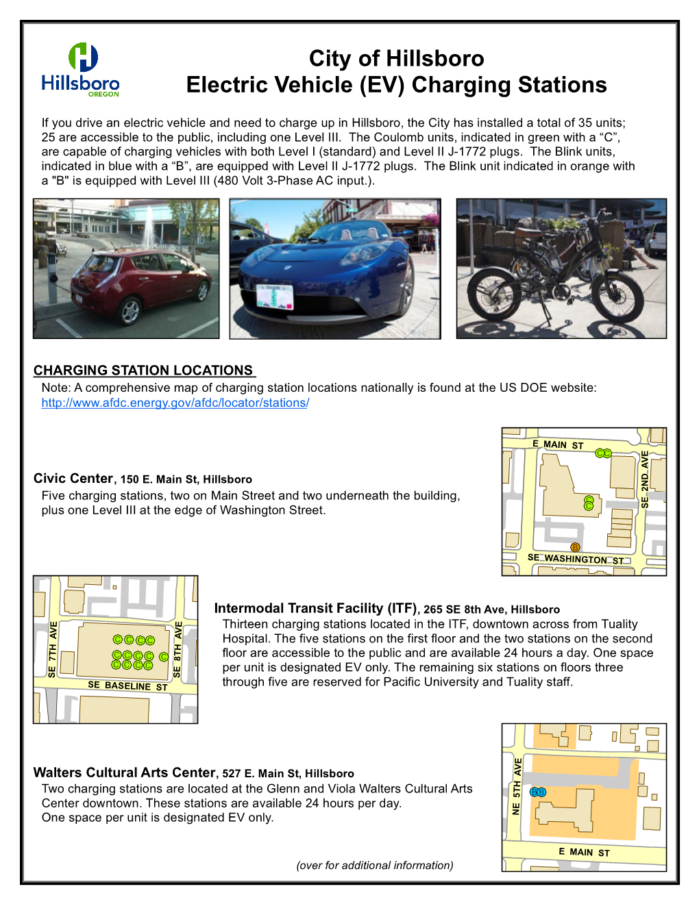 City of Hillsboro Electric Vehicle (EV) Charging Stations